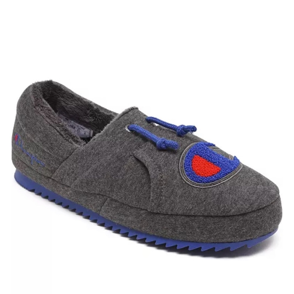 Champion Grey Wool Slip-On Slipper with Blue & Red Accent